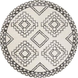 Jonathan Y Designs Amir Moroccan Beni Souk Round Area Rug in Cream/black at Nordstrom, Size 3Ft 0In X 3Ft 0In