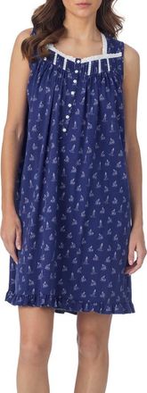 Eileen West Sleeveless Cotton Jersey Nightgown in Navy at Nordstrom, Size X-Large