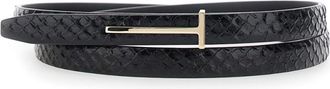 Tom Ford Black Textured Buckle Belt