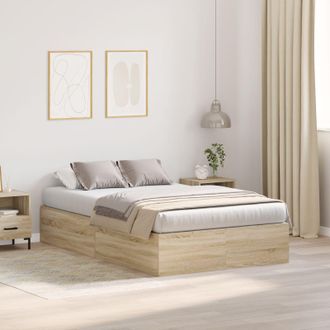 Berkfield Home Storage Bed Frame Sonoma Oak 120x190 cm in Beige