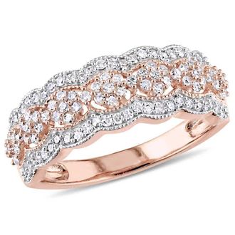 Amour 1/2 CT TW Diamond Milgrain Vintage Flower Ring In 10K Rose Gold