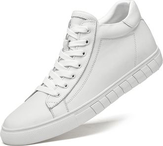 Generic Mens Casual Shoes Fashion Leather Mid Top Slip On Sneakers Light Comfort Walking Shoes for Men (6.5,White Plush)