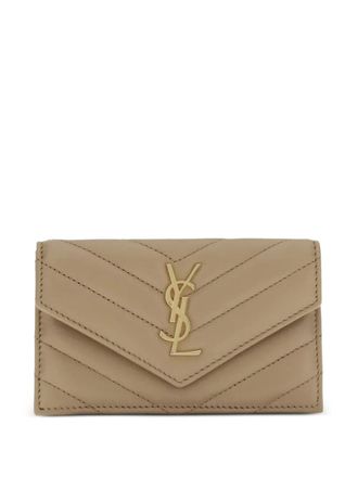 Saint Laurent Gewatteerde portemonnee - Beige