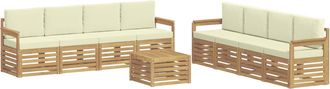 vidaXL Conjunto De Sof&aacute;s De Exterior 9 Uds. Blanco Y Crema Poli&eacute;ster Vidaxl