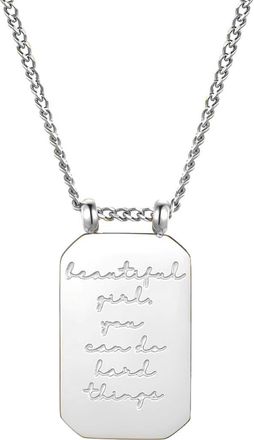 Mantra Beautiful Girl, You Can Do Hard Things - Necklace in Silver at Nordstrom