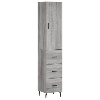 vidaXL Aparador Alto Madera Contrachapada Gris Sonoma 34,5x34x180 Cm Vidaxl
