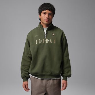 Nike Jordan Mens Jordan Flight Graphic Fleece 1/4-Zip in Green | IF1816-325