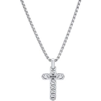HMY Jewelry Stainless Steel Cross Pendant Necklace in Silver at Nordstrom Rack