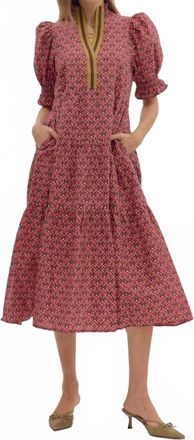 Entro Botanical Midi Dress In Pink