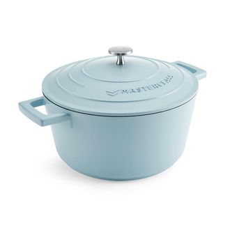 MasterClass Masterclass Cazuela Con Tapa, Mediana 4l/24 Cm, Aluminio Fundido Ligero, Apta Para Horno Y Placa De Inducci&oacute;n, Azul Cielo