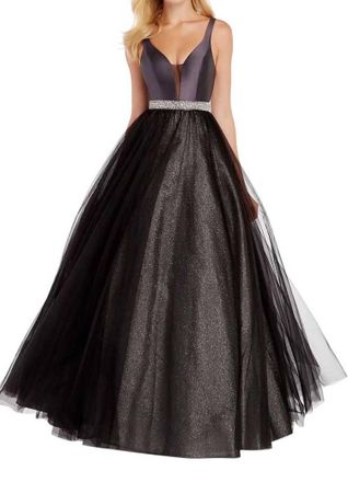 Alyce Paris Glitzy Shimmering Tulle Gown In Dripping Diamonds