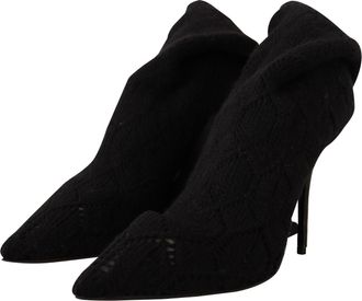 Dolce & Gabbana Womens Black Stretch Socks Knee High Booties Shoes Fabric