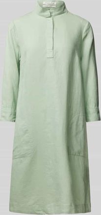Christian Berg Knielanges Leinenkleid mit Stehkragen in Lind, Größe 38