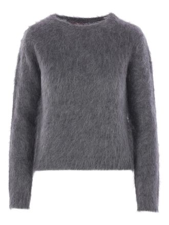 Max Mara crew-neck brushed sweater - women - Wool/Polyamide/Mohair - M - Grey