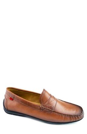 Marc Joseph New York Hamilton Place Leather Penny Driver Loafer in Whiskey Brushed Napa at Nordstrom, Size 9