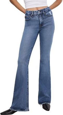 Good American Good Legs Raw Hem Flare Jeans in Indigo513 at Nordstrom Rack, Size 10