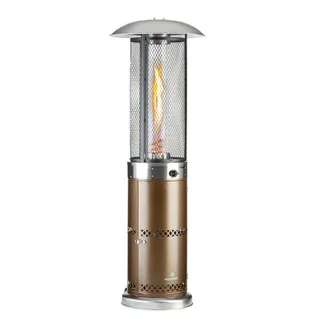 Blumfeldt Blumfeldt Calefactor Para Terrazas Goldflame Deluxe 36.000 Btu/11kw Cristal Templado M&oacute;vil Acero Inoxidable Bronce