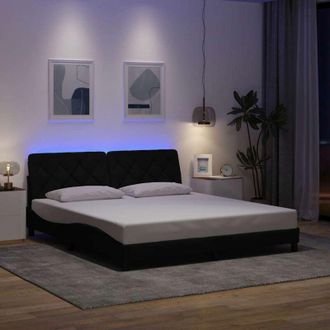vidaXL Estructura De Cama Con Led Sin Colch&oacute;n Tela Negro 180x200 Cm Vidaxl