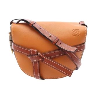 Loewe Pre-owned Gate Bag Leren Schoudertas - Dames - Pre-owned - Bruin - Maat: ONE Size Leer