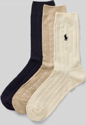 Polo Ralph Lauren Socken mit Zopfmuster im 3er-Pack in Offwhite, Größe 1