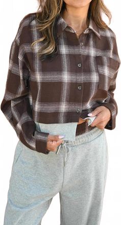 Vintage Havana Midnight Moon Flannel Top In Mocha Plaid