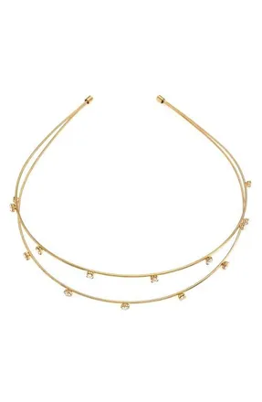 Ettika Double-Row Wire & Crystal Headband in Gold at Nordstrom