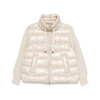 Herno Down Jackets, female, Beige, Size: M Beige Zip-Up Drawstring Outerwear