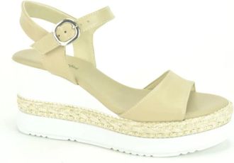 Nero Giardini Beige Sandaal Hoge Hak Schoenen - Dames - Sleehakken - Beige - 41 EU - Schoenen
