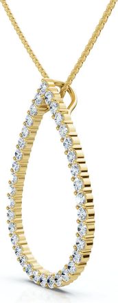 Pompeii3 1Ct Pear Shape Diamond Pendant White or Yellow Gold Lab Grown 1.25 Tall