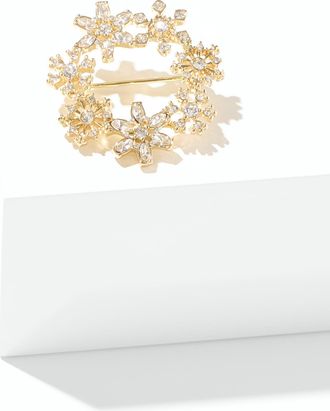 Talbots Snowflake Wreath Brooch - Clear Crystal/Gold - 001 Talbots