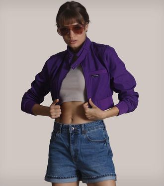 Members Only Womens Mini Cropped Racer Jacket
