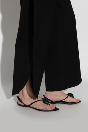 Alaia Leather Sandals With An Appliqu&eacute;, Womens, Black