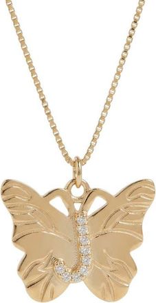 The M Jewelers NY The Butterfly Initial Pendant Nekclace in Gold J at Nordstrom
