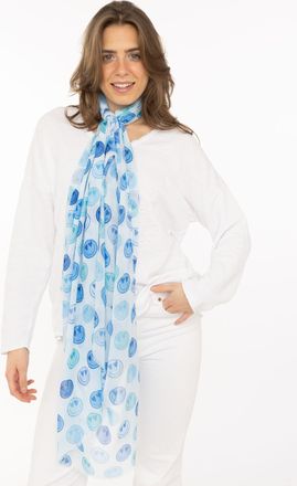 Zwillingsherz Schal ZWILLINGSHERZ Smiles, Damen, blau, Web, Obermaterial: 100% Polyester, Modet&uuml;cher Schal, transparenter Look, fr&ouml;hliche Gesichter