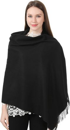 World of Shawls Essential Cozy Warm Shawls Scarves Scarf for Women this Winter Autumn Fall (Black)