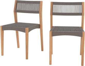 Rendez-Vous Déco Lote de 2 sillas de jardín de madera de teca reciclada
