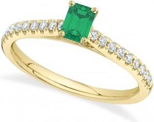 Allurez Emerald & Diamond Accented Engagement Ring 14K Yellow Gold (0.75ct)