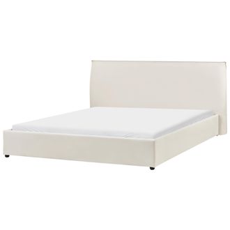 Beliani Cama De Agua Moderna De Terciopelo Blanco Crema 180 X 200 Cm Tradicional Vaucluse