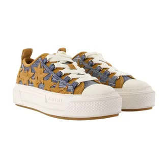 Amiri Womens Stars Court Low Sneakers - Amiri Cotton Yellow Shoes