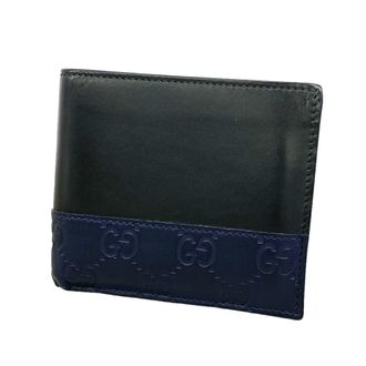 Gucci Black Navy Leather Wallet (Bi-Fold) (Pre-Owned)