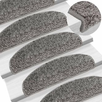 Berkfield Home Carpet Stair Treads 15 pcs Grey 65x21x4 cm | Size: Medium