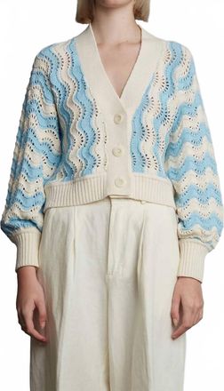 Eleven Six Luna Cardigan In Ivory/robin Egg Blue