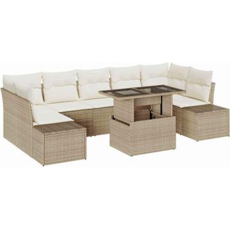 vidaXL Conjunto De Sof&aacute; De Jard&iacute;n 8 Pcs Beige, Crema 100 X 55 X 73 Cm Vidaxl