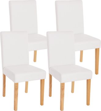Hhg Hhg - Juego De 4 Sillas De Comedor Silla De Cocina Littau, Polipiel, Blanco Mate, Patas Claras