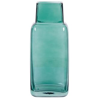 Beliani Florero De Vidrio Verde Esmeralda 26 Cm Forma Botella Sobremesa Moderno Merbaka