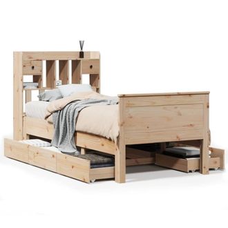 Berkfield Home Bookcase Bed without Mattress 90x200 cm Solid Wood Pine in Light Brown