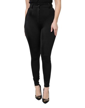 Dolce & Gabbana Black Nylon High Waist Slim Fit Womens Pants