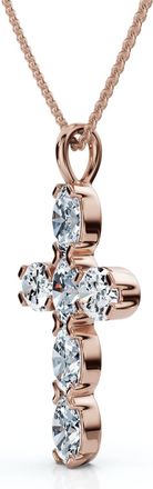 Pompeii3 3/4Ct Oval Diamond Cross 14k Gold 18 Necklace 3/4 Tall