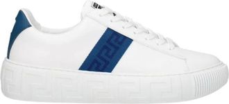 Versace White Leather Trainers with Side Logo