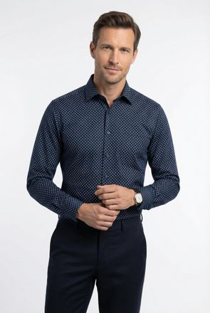 Olymp Langarmhemd OLYMP Luxor modern fit, Herren, Gr. 39, Verl&auml;ngerter Arm, blau (marine), Web, Obermaterial: 100% Baumwolle, normal, 2-Knopf-Manschette, He